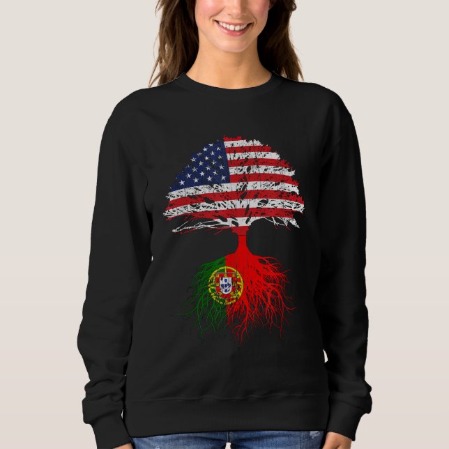 Moletom Portugal Roots American Grown Portugal Flag Gift (Frente)