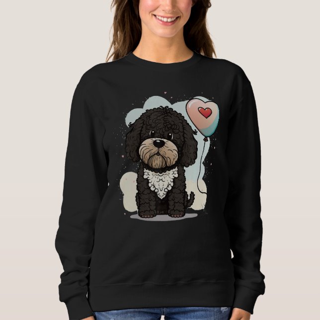 Moletom Portuguese Water Dog Love Heart for Valentines Day (Frente)