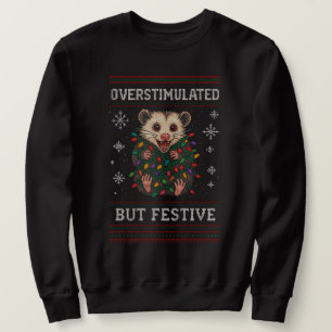 Moletom Possum Festivo Mas Superestimulado Meme de Natal