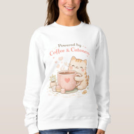 Moletom Powered by Coffee and Cuteness Cute Kitty Cat Warm