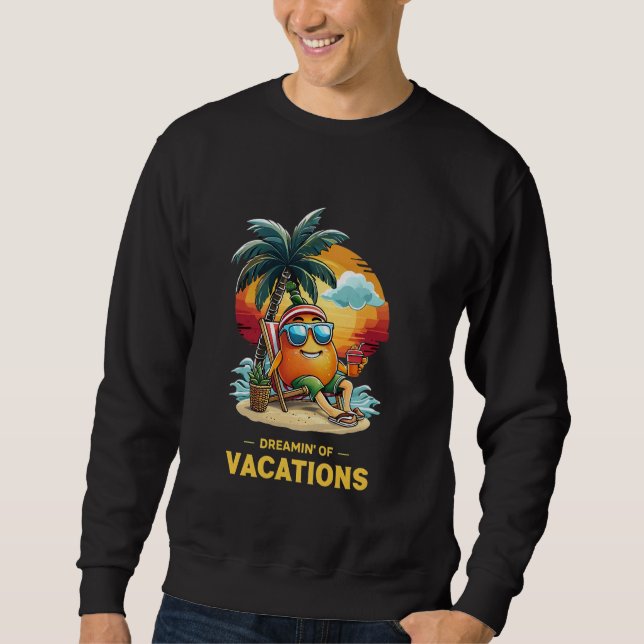 Moletom Praia de Manga de Verão Usando Óculos de Sol (Frente)