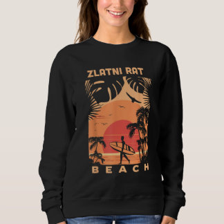 Moletom Praia Zlatni Rat Pôr do Sol Férias de Verão Vintag