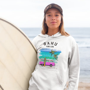 Moletom Prancha de Surf Oahu Kamaʻaina Rosa Vintage Van