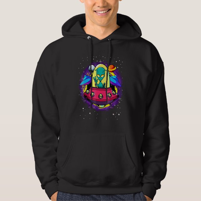 Moletom Prato Alienígena Disco Voador Paz Espaço Exterior  (Frente)