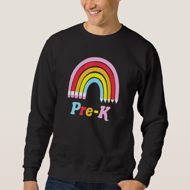 Moletom Pré-escola Rainbow Pre-K Primeiro Dia de Aula Prof (Frente)