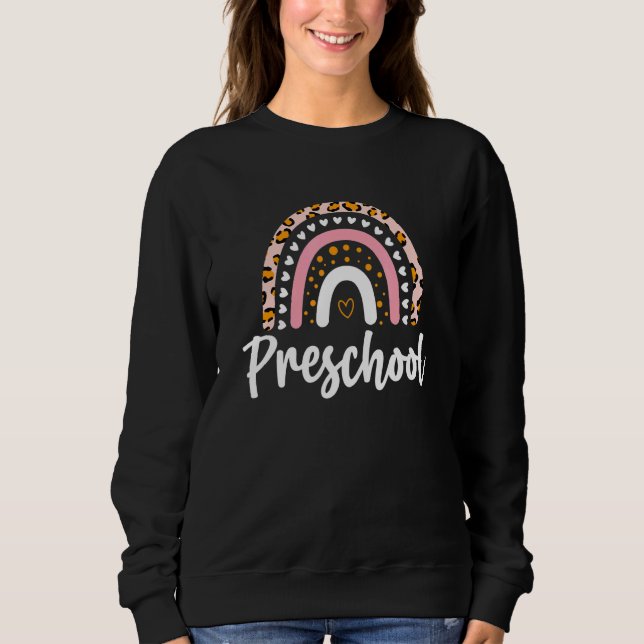 Moletom Pré-Escolas Leopard Rainbow De Volta Ao Professor  (Frente)