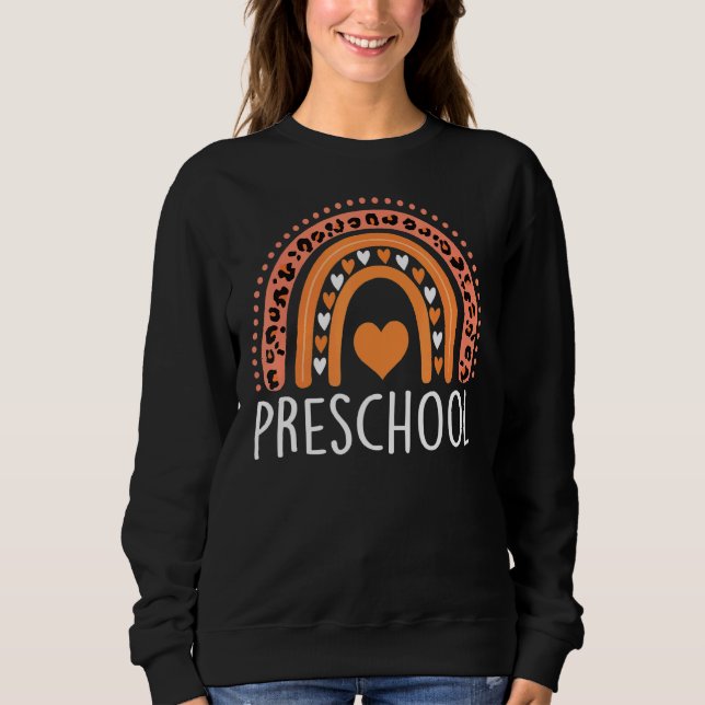 Moletom Pré-Escolas Leopard Rainbow Professora Kids Presch (Frente)