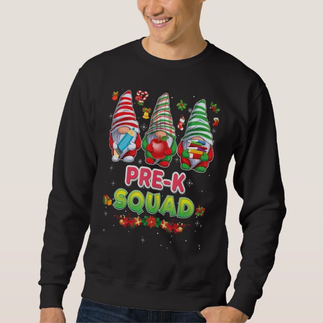 Moletom Pre K Squad Merry Christmas Gnomes Student Sweater (Frente)