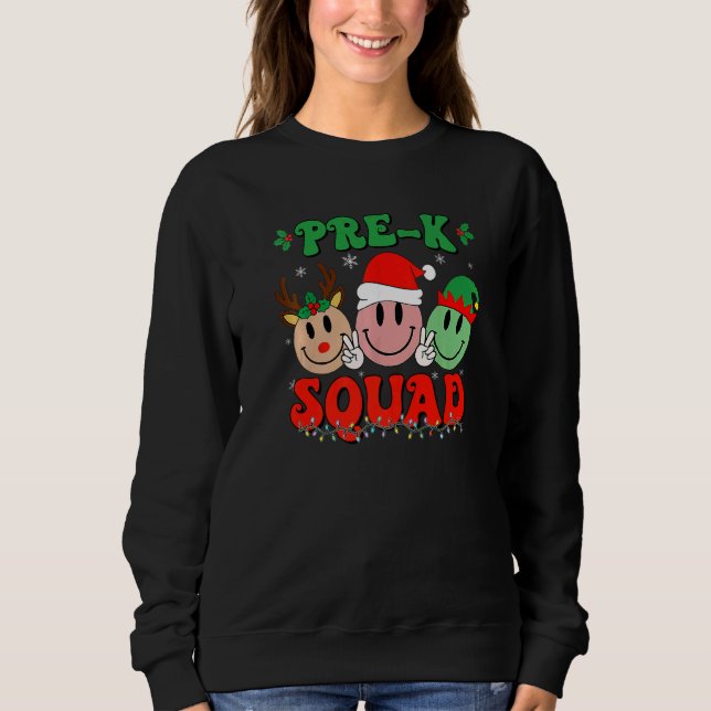 Moletom Pre K Squad Retro Groovy Christmas Teacher Life   (Frente)