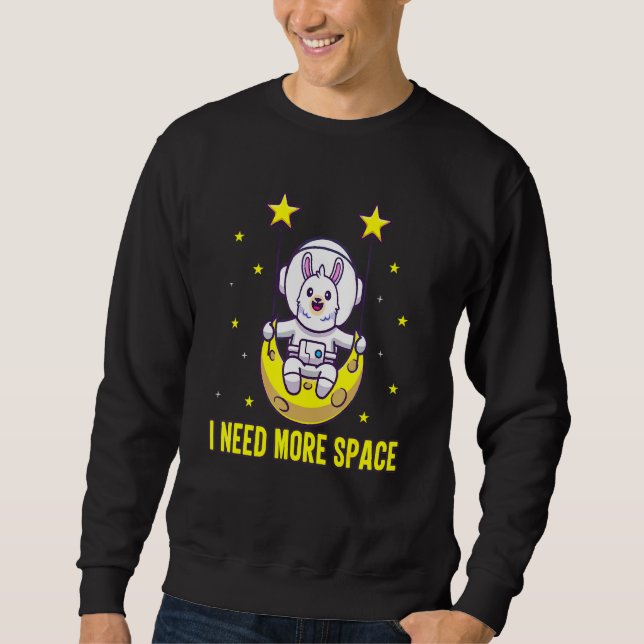 Moletom Preciso De Mais Espaço Astronauta Lama Alpaca Tee (Frente)