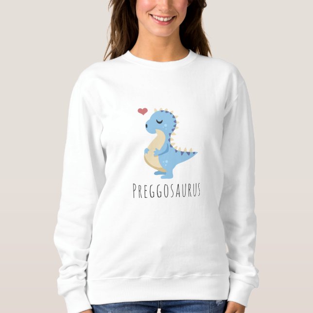 Moletom Preggosaurus Dinossauro Bonito Chá de Bebê Menino (Frente)