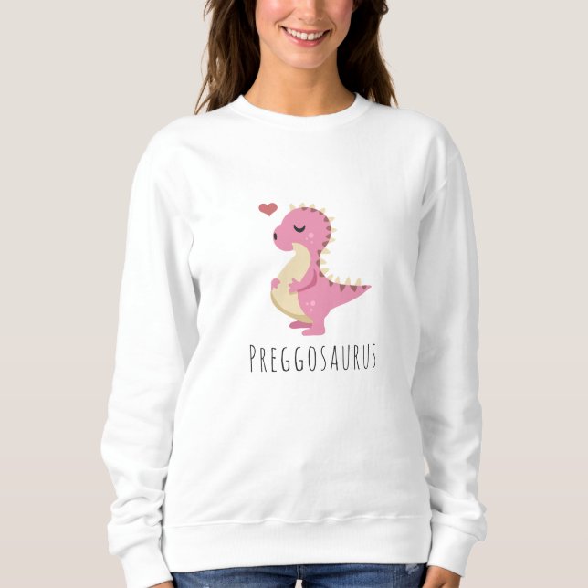 Moletom Preggosaurus Menina Dinossauro Fofa Chá de Bebê (Frente)