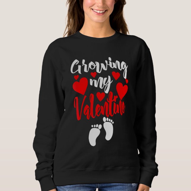 Moletom Pregnancy Valentine's Day T Shirt Growing My Valen (Frente)