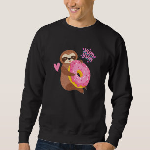 Moletom Preguiça Comendo um Donut Rosa Animal Fofo Para Mu