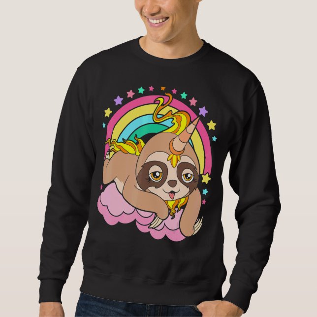 Moletom Preguiçoso Arco-Íris Magnético Slothicorn Cute Uni (Frente)