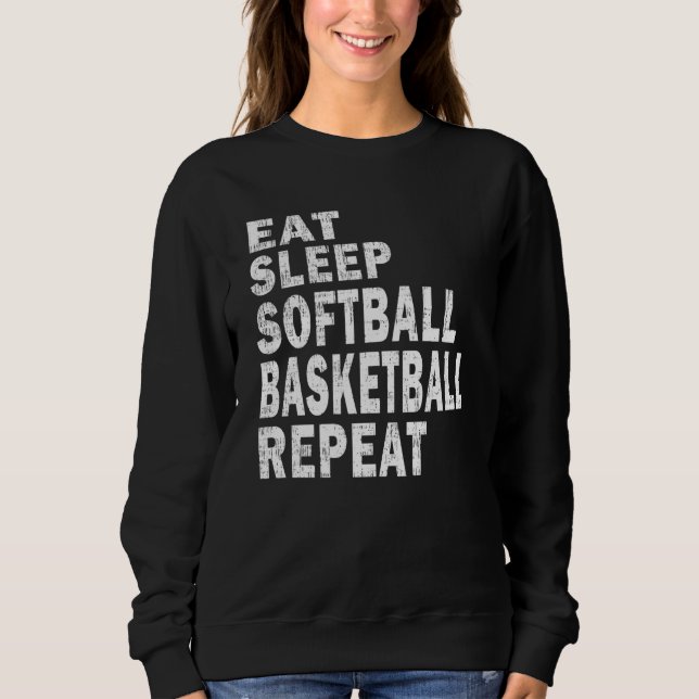 Moletom Present Eat Sleep Softball Basketball Repeat Boys (Frente)