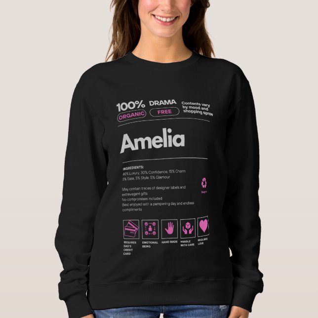 Moletom Presente de Amelia Name para Mulheres Amelia Sarca (Frente)