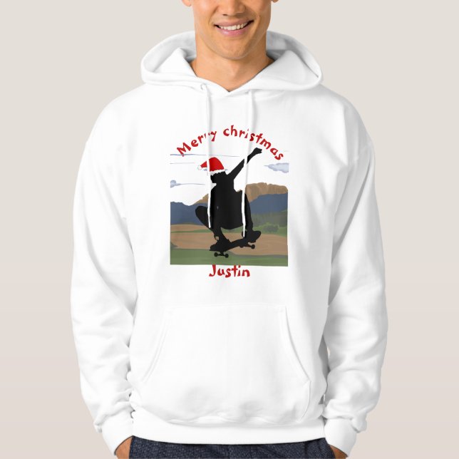 Moletom presente de natal de skate, nome personalizado (Frente)