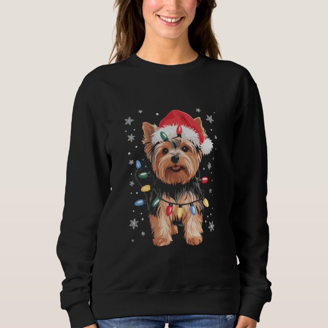 Moletom Presente de Natal de Yorkie Cachorro Longo Present (Frente)