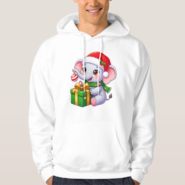 Moletom Presente de Natal do Elefante Festivo (Frente)