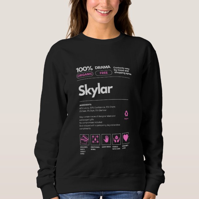 Moletom Presente de Nome Skylar para Nutrientes Sarcástico (Frente)