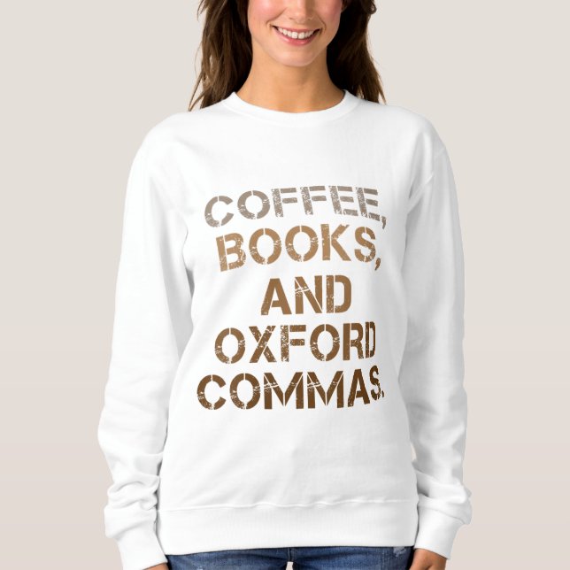 Moletom Presente de Oxford Commas Coffee Books (Frente)