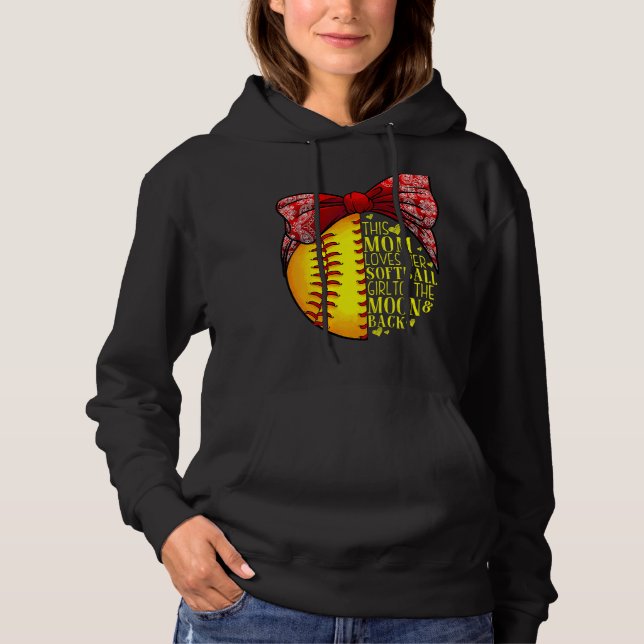 Moletom Presente de Softball Mamãe Mulheres Prendendo Meni (Frente)