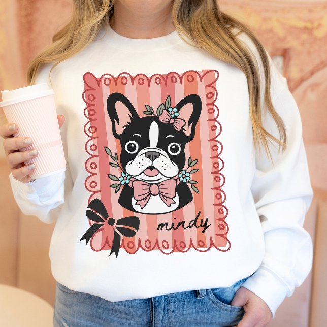 Moletom Presente Desenhado à Mão para Dono de Bulldog Fran (French Bulldog Dog Mama Coquette Tee)