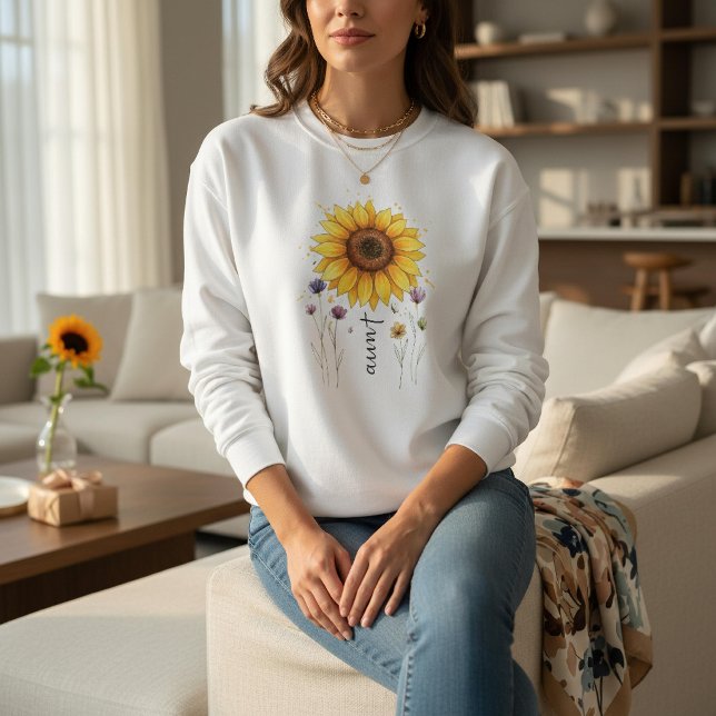 Moletom Presente Dia das Mães Tia Flor de Girassol Boho (Criador carregado)
