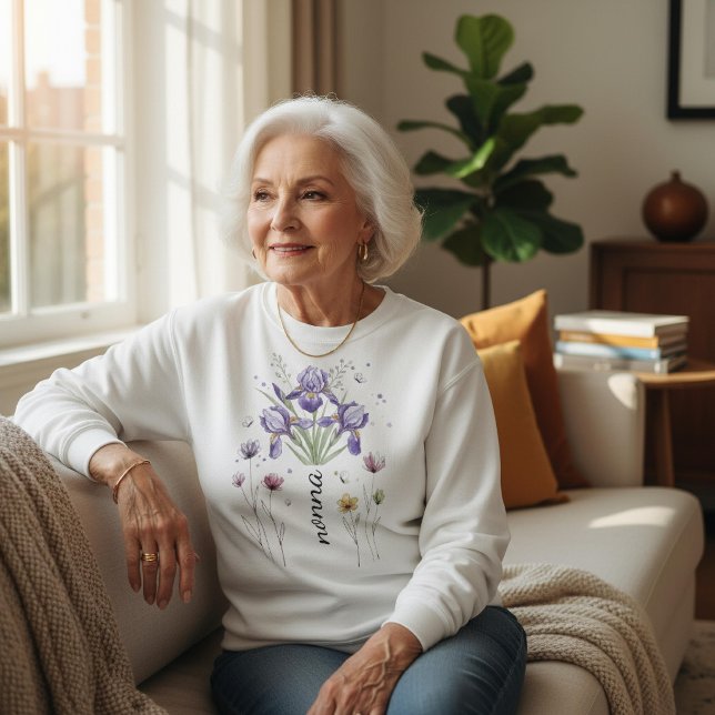 Moletom Presente do Dia das Mães Boho Floral Nonna Roxo Ír (Criador carregado)