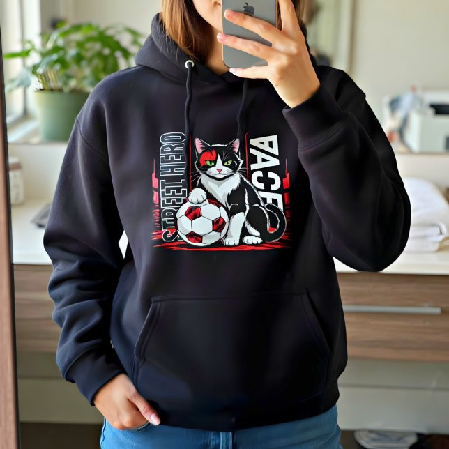 Moletom Presente do Gato de Futebol Herói da Rua - Pé do A (Criador carregado)