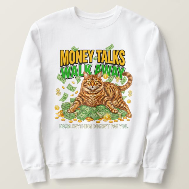Moletom Presente engraçado para amante de gatos - Dinheiro (Frente do Design)