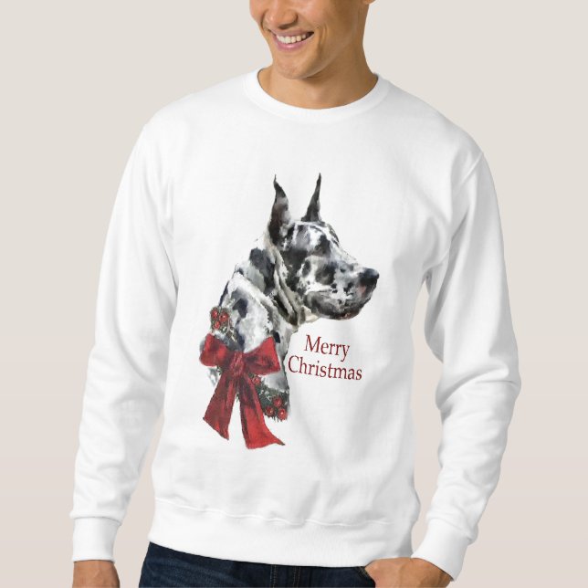 Moletom Presentes de Natal de Harlequin Great Dane (Frente)