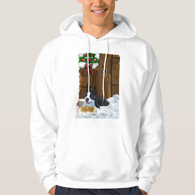 Moletom Presentes de Natal em Boston Terrier (Frente)