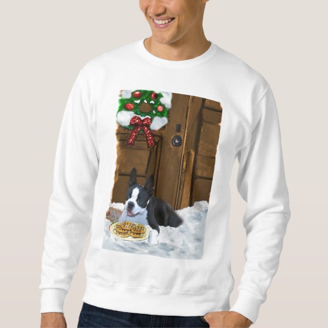 Moletom Presentes de Natal em Boston Terrier (Frente)