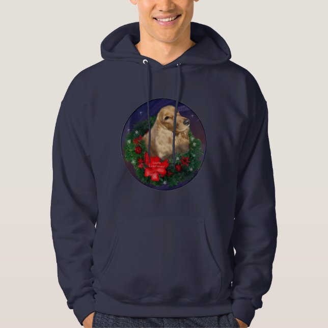Moletom Presentes de Natal em Inglês Cocker Spaniel (Frente)