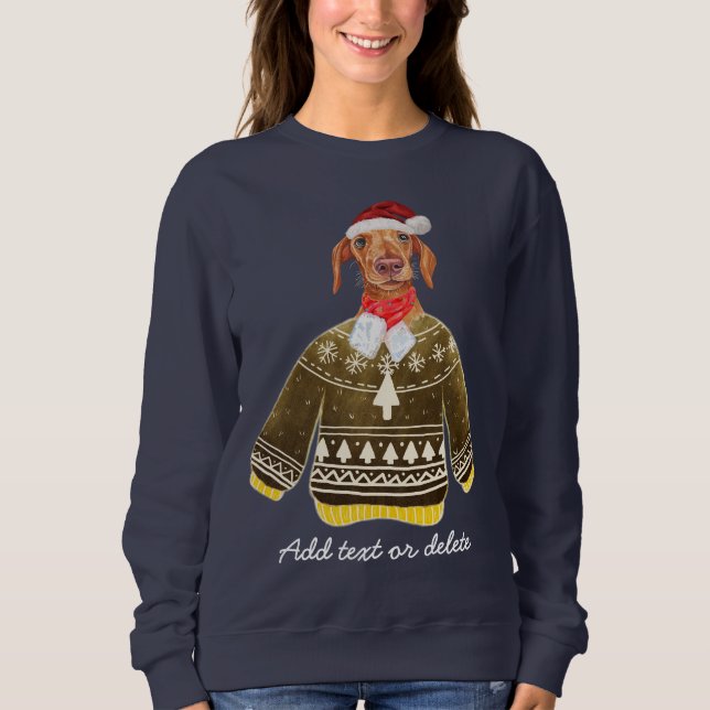 Moletom Presépio de Natal Dachshund Mãe de Cachorro Feio d (Frente)