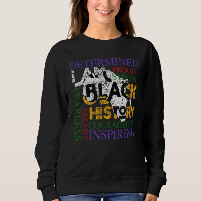 Moletom Preto Afrocêntrico Americano I Am Black History Mo (Frente)