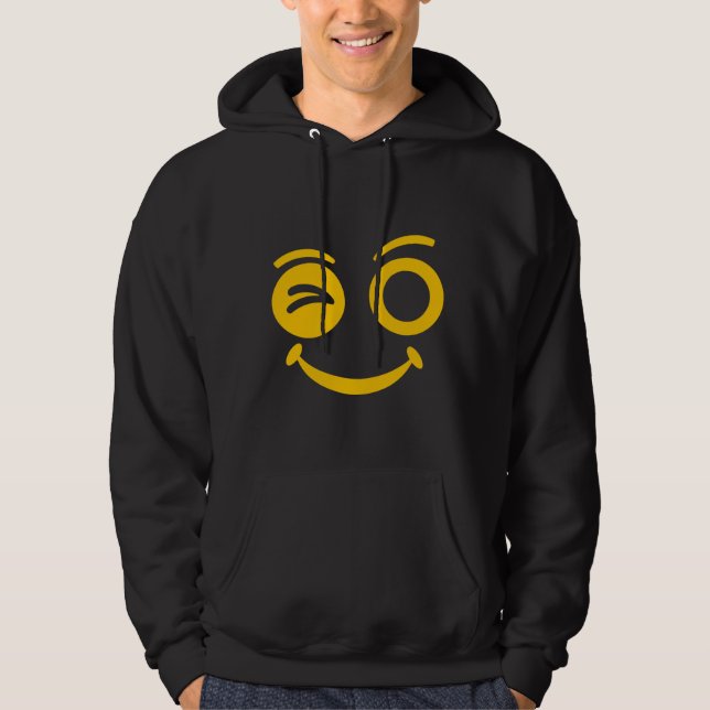 Moletom Preto com Carinha Sorridente e Piscadela F (Frente)