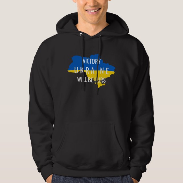 Moletom Preto com Sobreposição das Cores da Ucrâni (Frente)