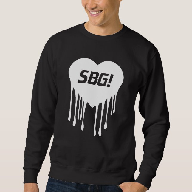 Moletom Preto Crewneck do coração de SBG (Frente)