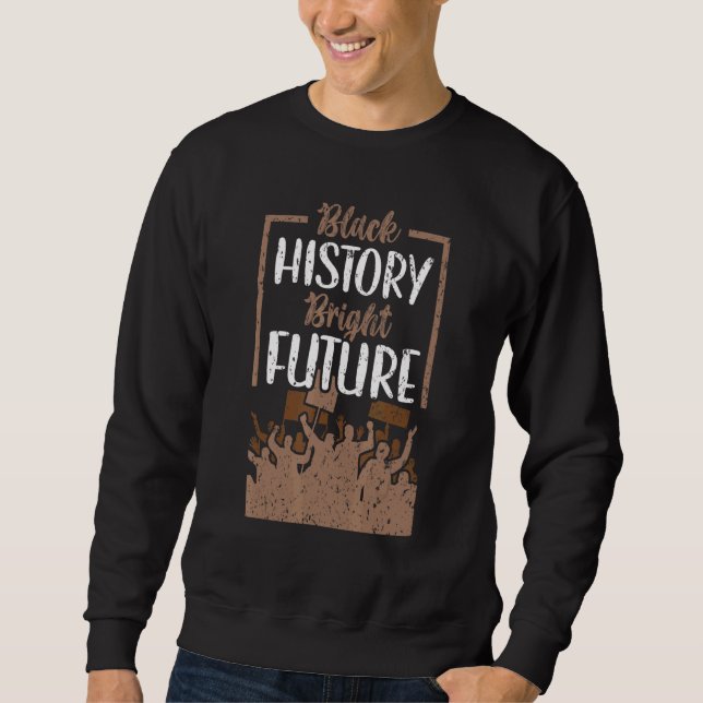 Moletom Preto História Brilhante Futuro Afrocêntrico Prid  (Frente)