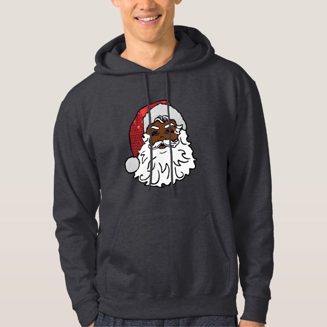 Moletom preto santa claus mens capuz (Frente)