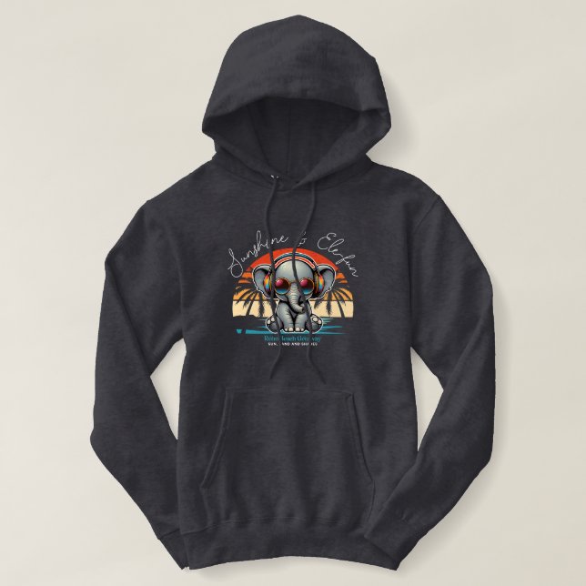 Moletom Primavera Sunshine e Ele se diverte Retro Beach. (Frente do Design)