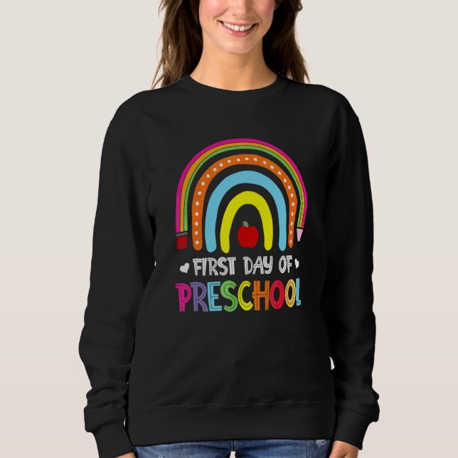 Moletom Primeiro Dia De Pré-Escola Boêmio Arco-Íris Profes (Frente)