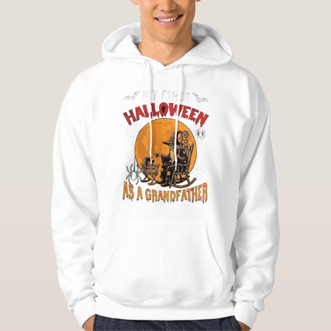 Moletom Primeiro Halloween como Avô Feiticeiro Morcego Lua (Frente)