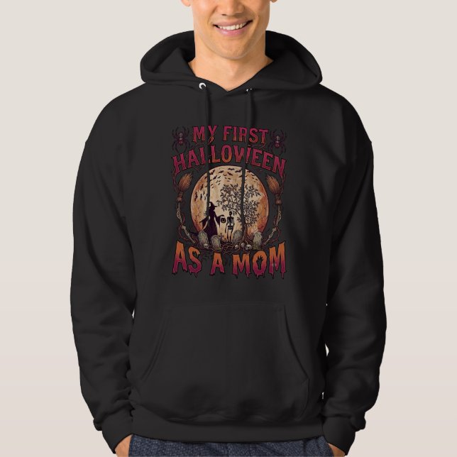 Moletom Primeiro Halloween Como Mãe Bruxa Esqueleto Lua_1 (Frente)