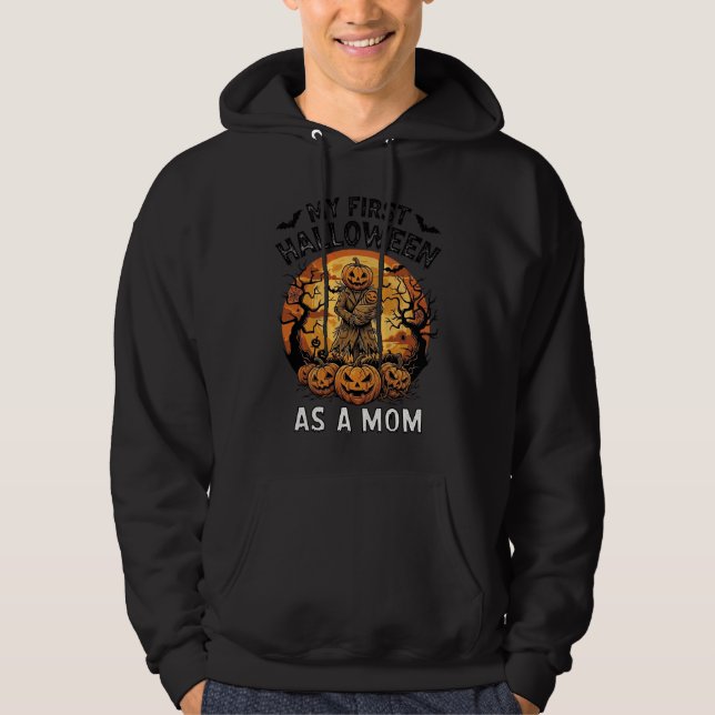 Moletom Primeiro Halloween Como Mamãe Abóbora Espantalho B (Frente)