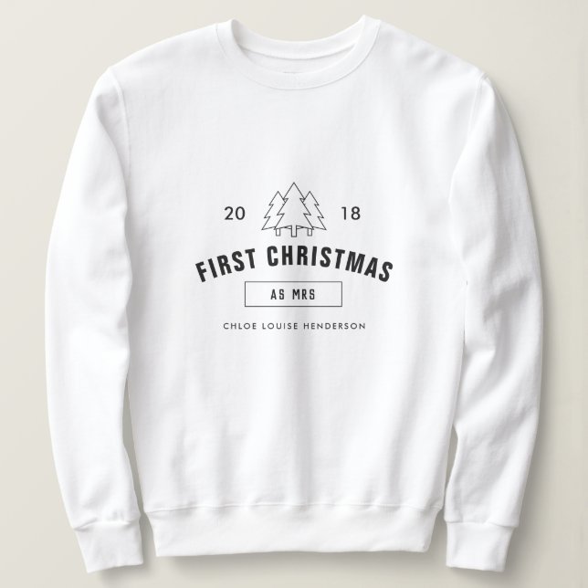 Moletom Primeiro Natal como apelido personalizado da Sra. (Frente do Design)