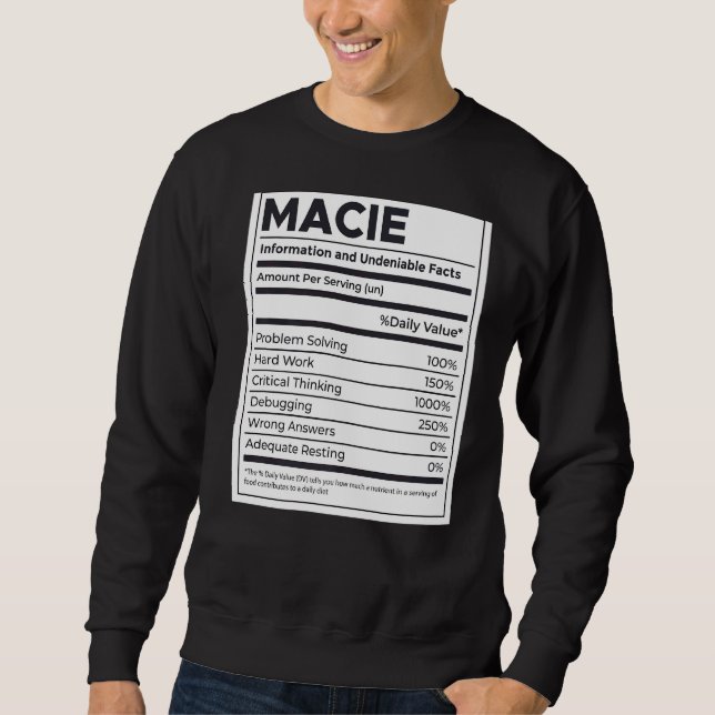 Moletom Problema com informações sobre nutrição Macie solu (Frente)